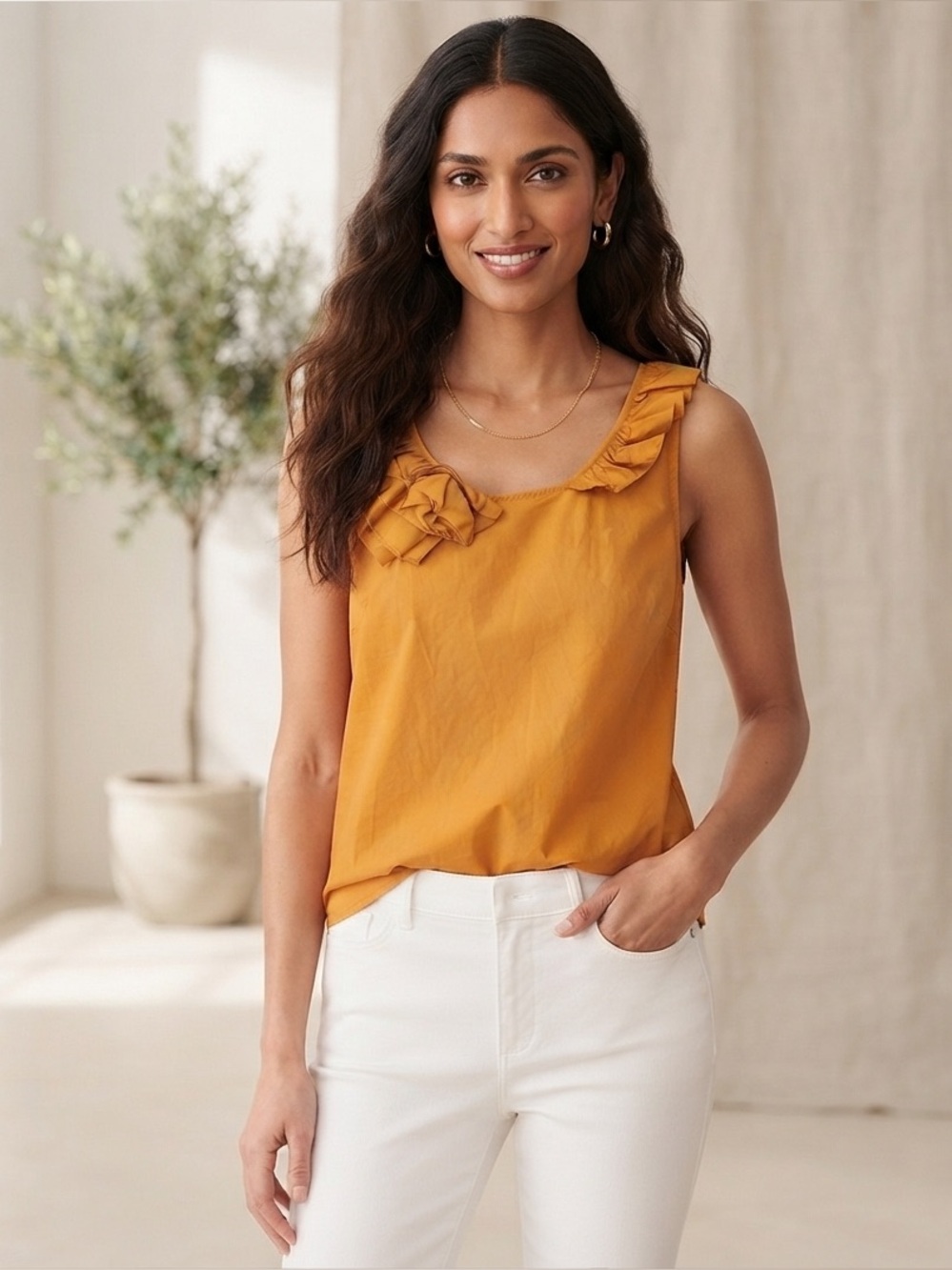 J. Crew Sleeveless Women’s Ruffle Top Side Zip Cutout Size 6